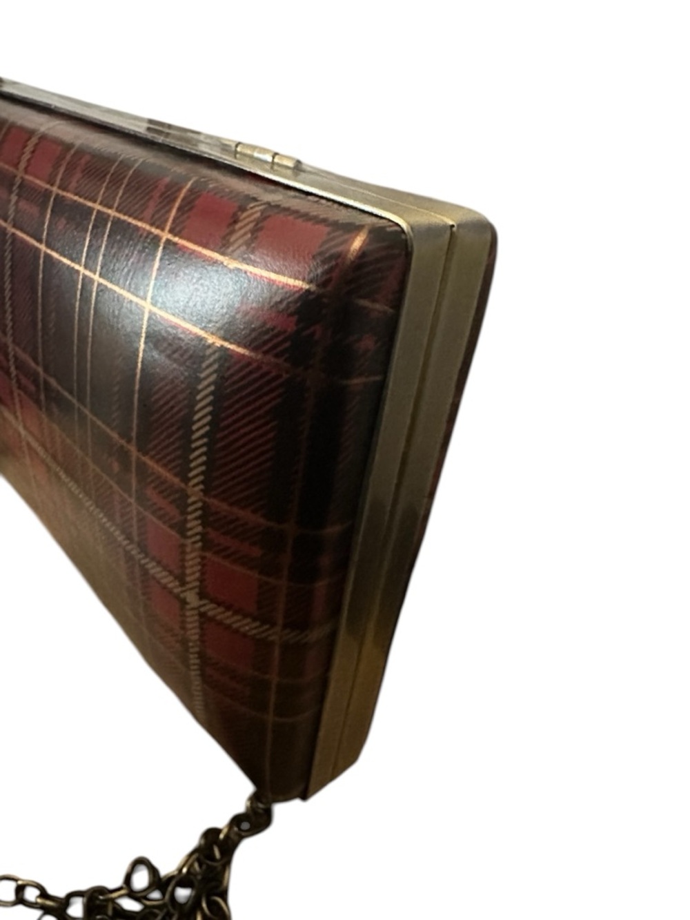Patricia Nash Alora Tartan Plaid Leather Frame Clutch Crossbody Chain Bag - Picture 7 of 11